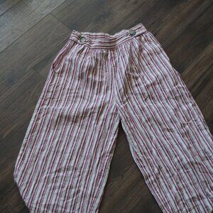 Cute Stripped Linen Cotton Blend Summer Cropped Pants